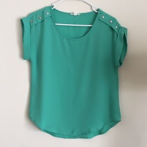 Teal button blouse